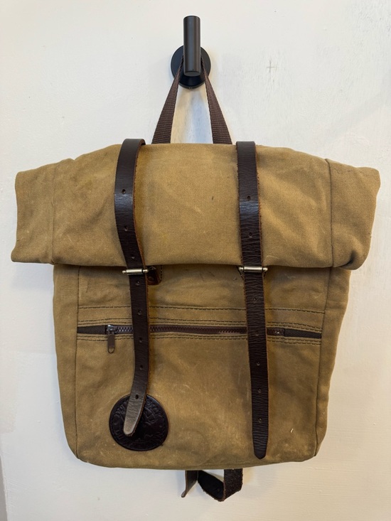 Duluth Pack Handbags - Vintage Canvas Roll-Top Backpack in Tan with Dark Brown Straps